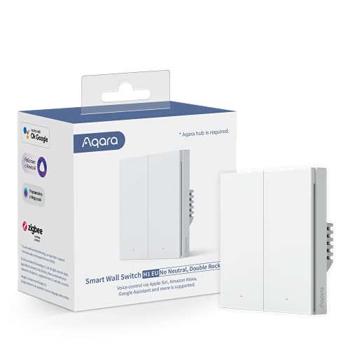 Aqara Smarter Lichtschalter H1 EU (ohne Neutralleiter, Doppelwippe), Ausgestattet mit Zigbee 3.0, Aqara Hub, Fernbedienungsschalter, Kompatibel mit Alexa, HomeKit, Google Assistant, IFTTT von Aqara
