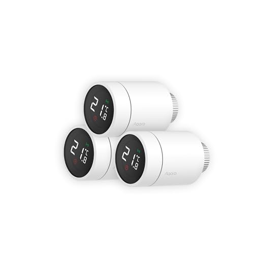 Aqara Smartes Heizkörperthermostat E1 3er Pack, Benötigt Aqara Zigbee 3.0 Hub, Sprachsteuerung, Geofencing-Unterstützung, Kompatibel mit HomeKit, Alexa, Google Assistant und IFTTT von Aqara