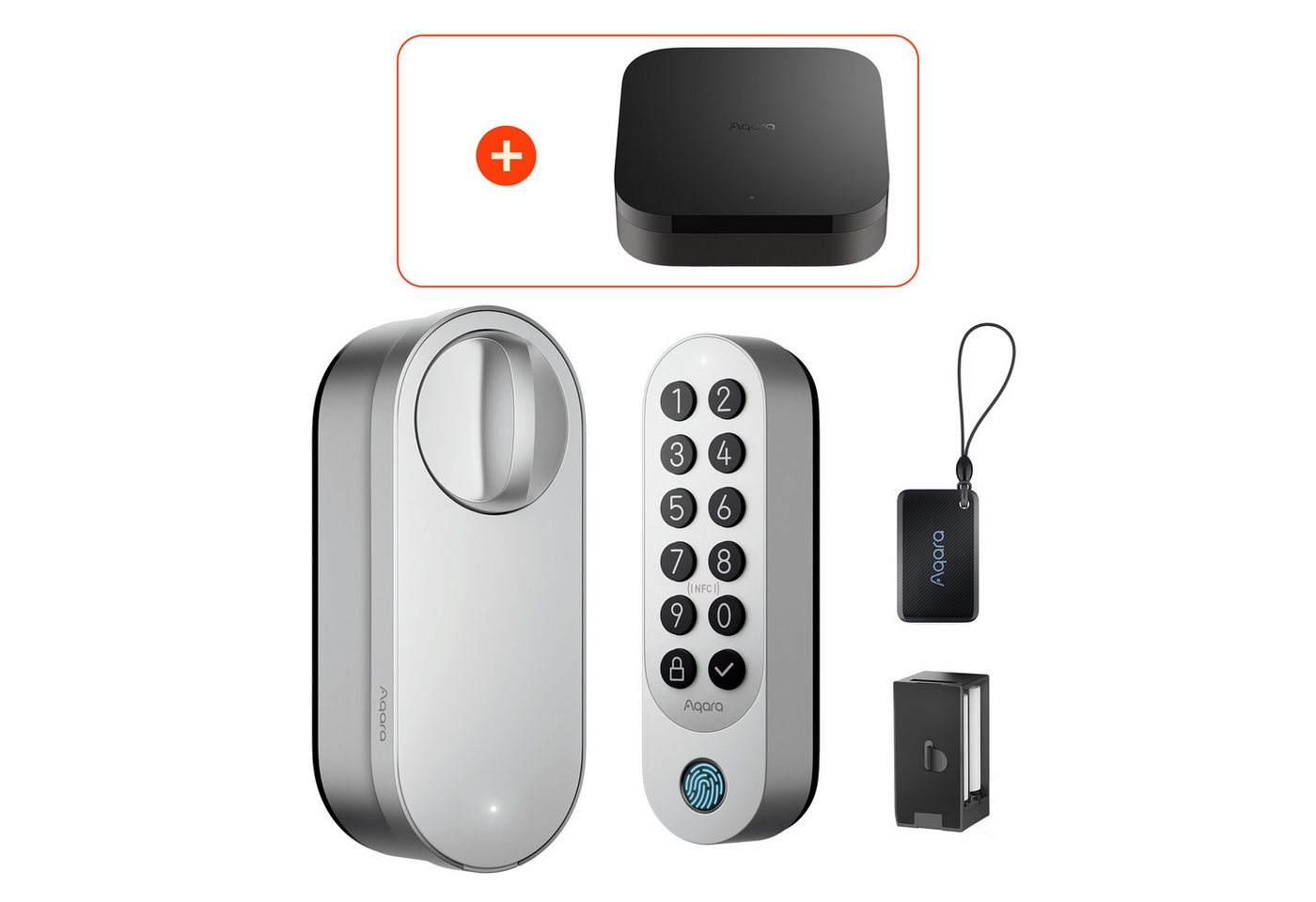 Aqara Türschlossantrieb U200 Kit und Hub M3, (Smart Lock U200 Kit, NFC und Apple Home Keys, Fingerabdruckerkennung), Einfache Installation, Unterstützung für Matter over Thread von Aqara