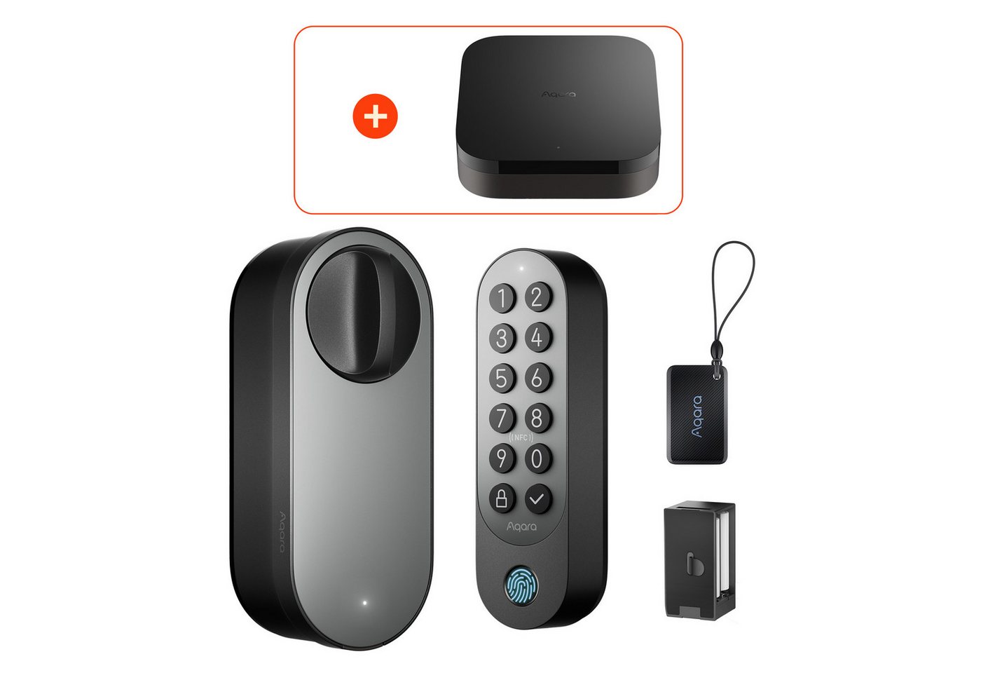Aqara Türschlossantrieb U200 Kit und Hub M3, (Smart Lock U200 Kit, NFC und Apple Home Keys, Fingerabdruckerkennung), Einfache Installation, Unterstützung für Matter over Thread von Aqara