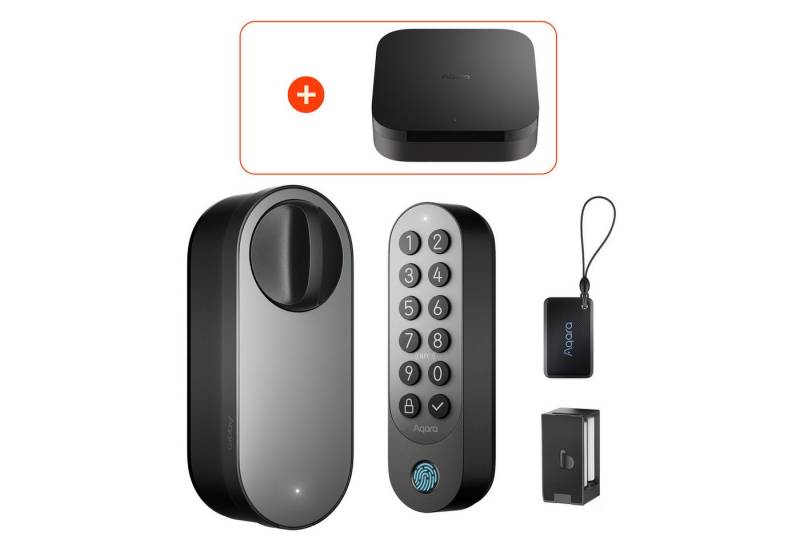 Aqara Türschlossantrieb U200 Kit und Hub M3, (Smart Lock U200 Kit, NFC und Apple Home Keys, Fingerabdruckerkennung), Einfache Installation, Unterstützung für Matter over Thread von Aqara