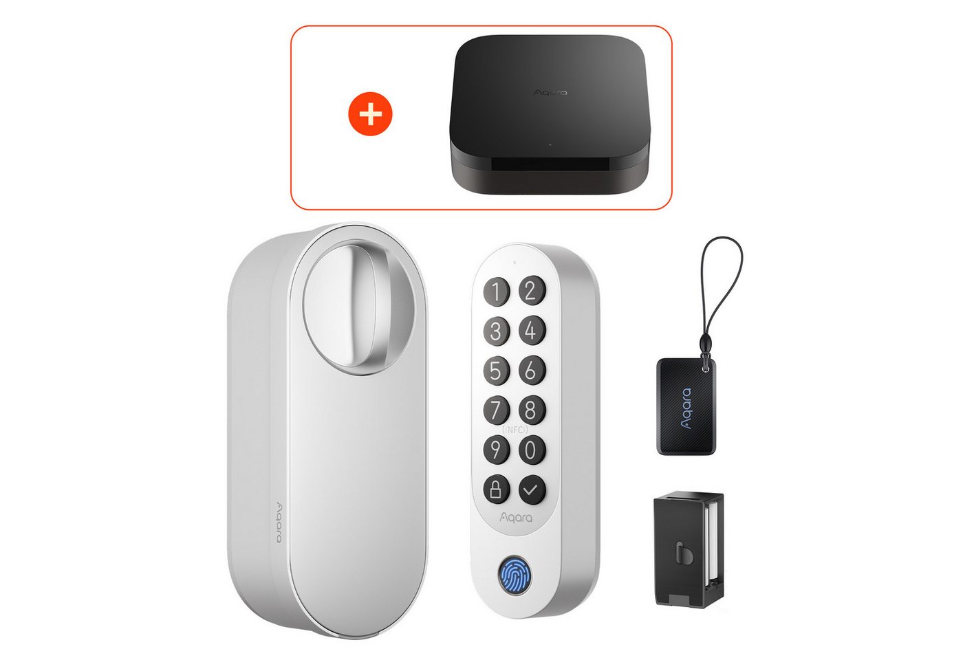 Aqara Türschlossantrieb U200 Kit und Hub M3, (Smart Lock U200 Kit, NFC und Apple Home Keys, Fingerabdruckerkennung), Einfache Installation, Unterstützung für Matter over Thread von Aqara