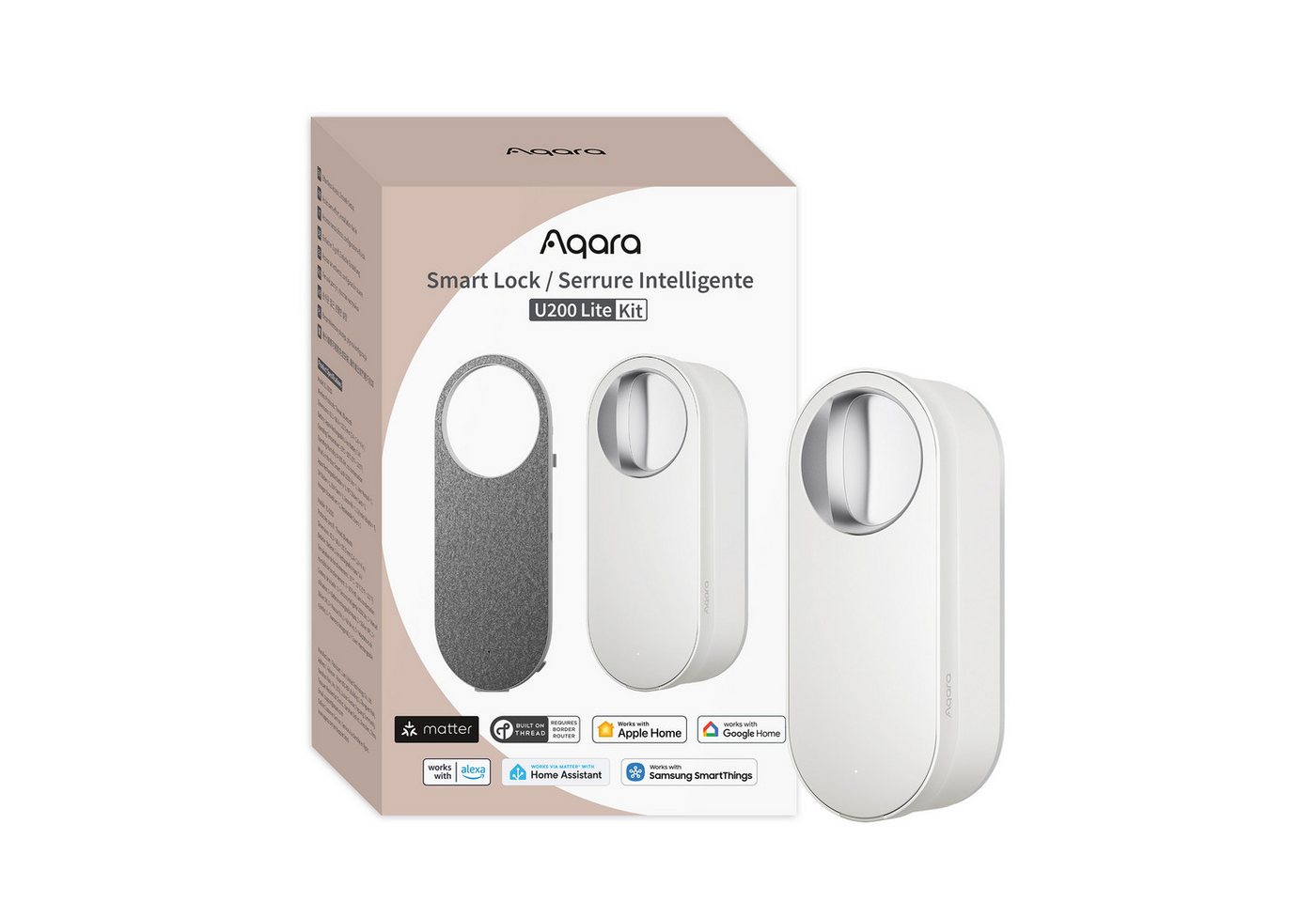 Aqara Türschlossantrieb U200 Lite Kit, (Unterstützung für Matter over Thread, Einfache Installation), Unterstützt Apple Home, Google Home, Alexa und SmartThings von Aqara