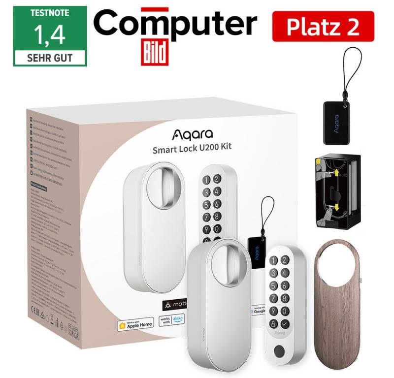 Aqara Türschlossantrieb U200 Smartes Türschloss Kit, (Bluetooth, Matter over Thread, Smartlock mit Apple Home Key, Einfache Installation, Verschiedene Entriegelungsmethoden) von Aqara