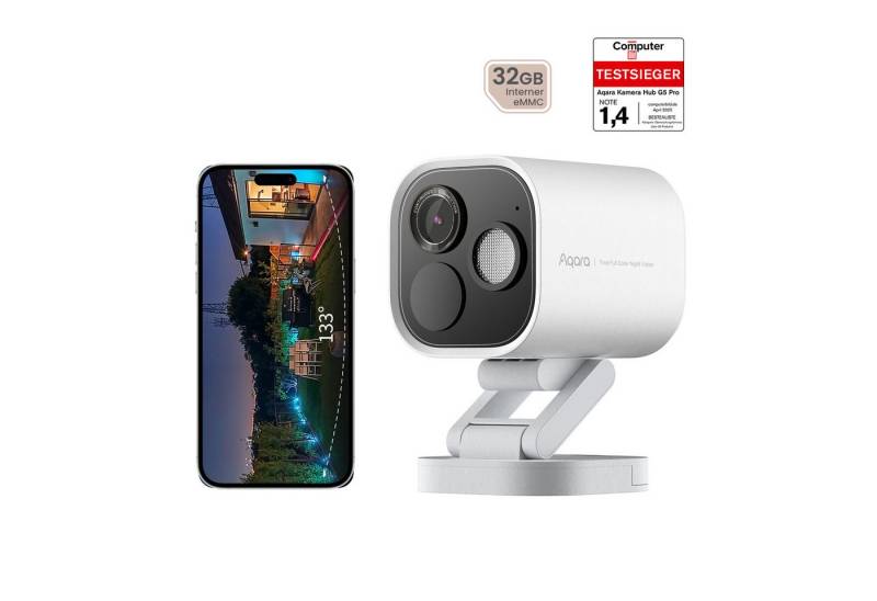 Aqara Überwachungskamera G5 Pro (WLAN), 4MP Kamera-Hub (Nachtsicht in Echtfarben, Zigbee- und Thread-Hub, 32G lokale eMMC-Speicher, Lokale Erkennung) von Aqara