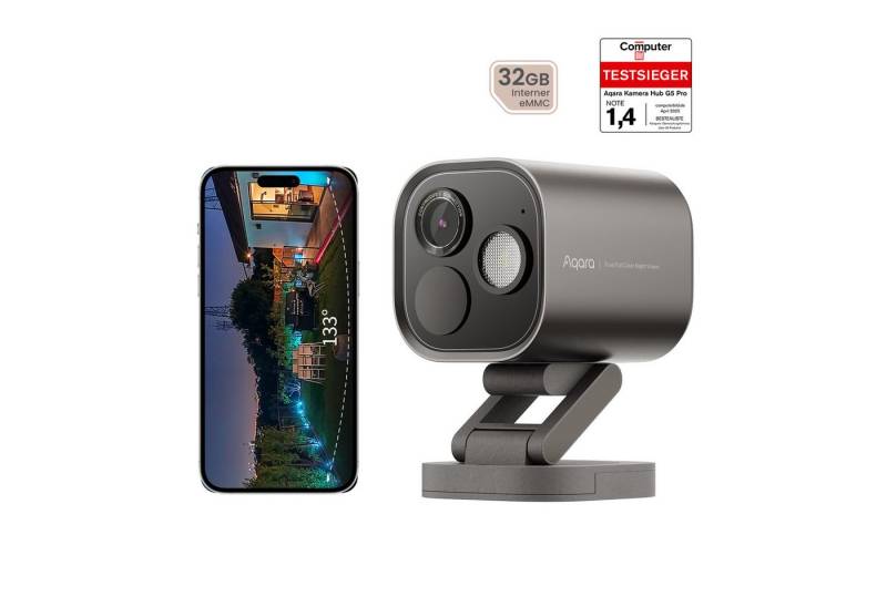 Aqara Überwachungskamera G5 Pro (WLAN), 4MP Kamera-Hub (Nachtsicht in Echtfarben, Zigbee- und Thread-Hub, 32G lokale eMMC-Speicher, Lokale Erkennung) von Aqara
