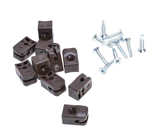 Aqbau® 50er Set Spanndrahthalter Braun mit Schrauben, Maschendrahtzaun zubehör, Drahthalter für Maschendrahtzaunfür, für stabile und langlebige auninstallationen, UV-beständig von Aqbau