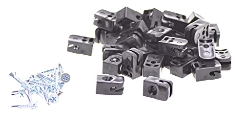Aqbau® 50er Set Spanndrahthalter Schwarz mit Schrauben, Maschendrahtzaun zubehör, Drahthalter für Maschendrahtzaunfür, für stabile und langlebige auninstallationen, UV-beständig von Aqbau