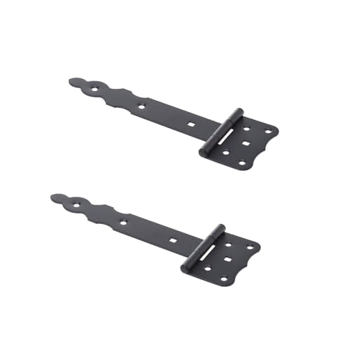 Aqbau® 2er Set Kreuzgehänge, Ladenband Scharnier, Türscharnier aussen, Torscharnier, Scharniere für gartentor, Torbänder, Türschaniere Holztür Außen (Schwarz (Pulverbeschichtet), 250 mm) von Aqbau
