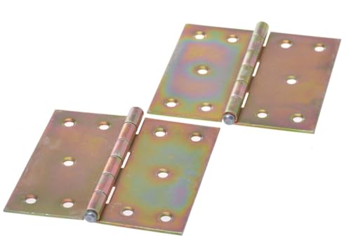 Aqbau® 2er Set Scharniere 100 x 100 mm Gerollt Türscharniere Kistenband Scharnier Scharniere Klappbar Halbbreite Möbelscharniere Kistenband türscharniere für holztüren Gelb Verzinkt von Aqbau