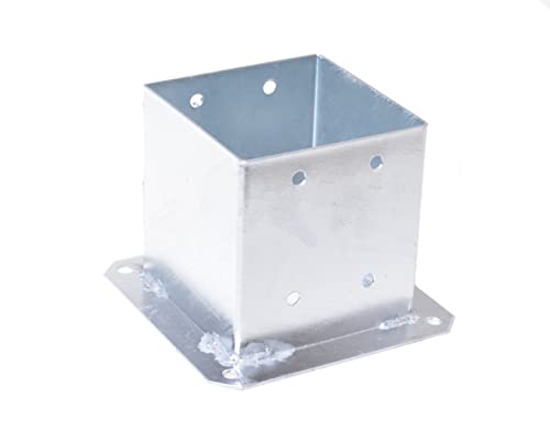 Aqbau® Aufschraubhülse 140x140 mm Pfostenträger aufschrauben, Vierkantpfosten, Holzpfosten, Pfostenschuh, Bodenhülse mit Dübelplatte, Bodenhülse mit Ankerplatte von Aqbau