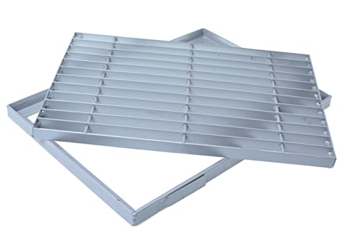 Aqbau® Gitterrost mit Zarge Stahl Maschenweite Stahlgittermatte Metallgitter (39 x 59 cm) von Aqbau