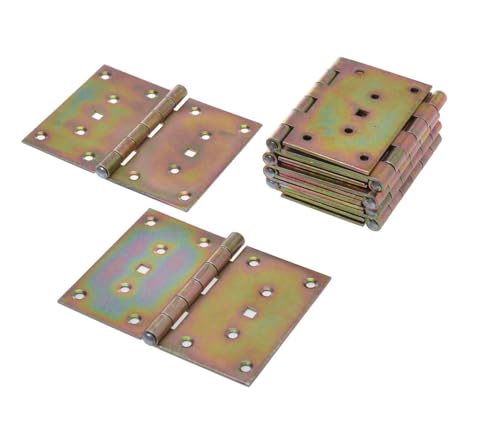 Aqbau® 10er Set Scharniere 100 x 130 mm Gerollt Türscharniere Kistenband Scharnier Scharniere Klappbar Halbbreite Möbelscharniere Kistenband türscharniere für holztüren Gelb Verzinkt von Aqbau