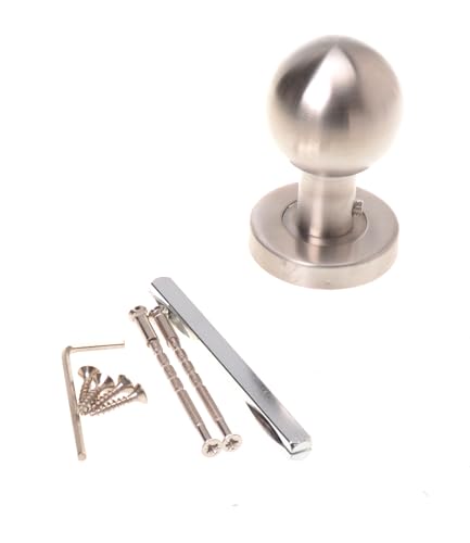 Aqbau® Türknauf drehbar, Kugel auf Rundrosette, Türknopf edelstahl, Knopfdrücker, Drehknauf tür, Kugelknopf Silber für Außen- & Innenbereich Türbeschlag von Aqbau