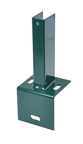 Aqbau® Pfostenträger für Zaunpfosten auf L-Randsteinen, Pulverbeschichtet für Pfosten 60 x 40 mm - Montagezubehör für Gartenzaun, Sichtschutzwand, Metallpfosten - Pulverbeschichtet (Grün) von Aqbau