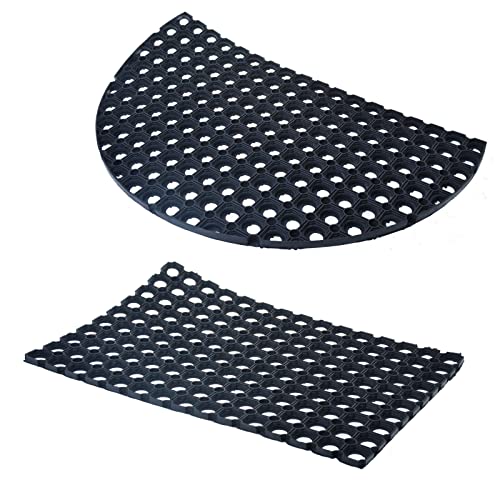Aqbau® Ringgummimatte Gummimatte Wabenmatte Fußabtreter Fußmatte Bodenmatte (45 x 75 cm halbrund) von Aqbau
