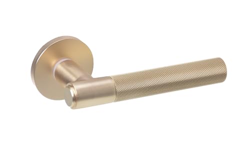 Aqbau® Rosettengarnitur Türgriff Türdrücker Set Mit Rosette Für Schlüssel Aluminium Gold Matt von Aqbau