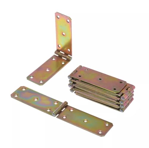 Aqbau® 10er Set Kistenband Scharnier 40 x 200mm aus feuerverzinkt, Schwerlastscharnier, Tischbänder, Gerollte scharniere klappbar, Möbelscharniere, Kistenscharnier, Robuste Türscharnier von Aqbau