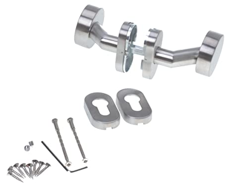 Aqbau® Set 2x Türknauf Edelstahl Zylinderform Türknopf Knauf Rosette PZ von Aqbau