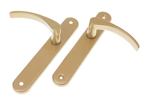 Aqbau® Türdrückerset Langschild Gold | Türdrücker | Türklinke | Türgriffe | Türbeschlag (ohne Schlüsselloch) von Aqbau