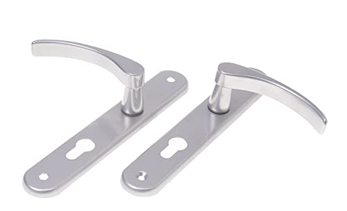 Aqbau® Türdrückerset Langschild Silber | Türdrücker | Türklinke | Türgriffe | Türbeschlag (PZ Profilzylinder) von Aqbau