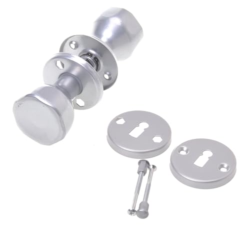 Aqbau® Türknopf Drehbar mit rosette BB Knopfdrücker Drehknauf zimmertür Türknauf Komplettes Set Türknöpfe inkl. Bolzen und Schrauben Türklinke Türgriffe Knauf (Silber) von Aqbau