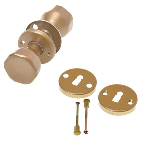 Aqbau® Türknopf Drehbar mit rosette BB Knopfdrücker Drehknauf zimmertür Türknauf Komplettes Set Türknöpfe inkl. Bolzen und Schrauben Türklinke Türgriffe Knauf (Gold) von Aqbau