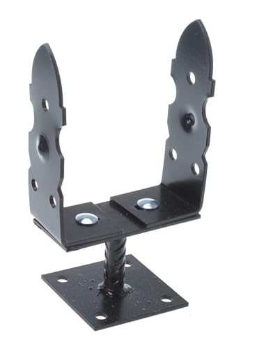 Aqbau® U-Pfostenträger verstellbar 0-200 mm Aufschrauben Pfostenträger Verstellbar für Holzpfosten Aufschraubhülse Pfostenanker U-Form Schwarz von Aqbau