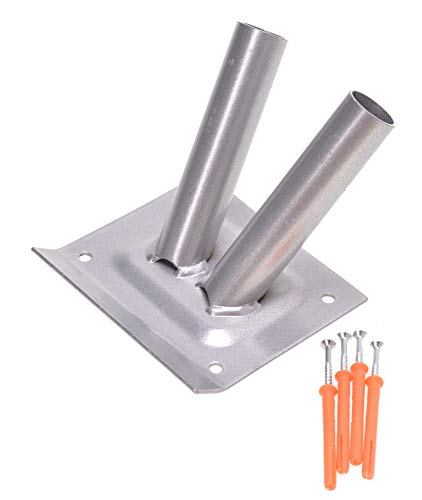 Aqbau Fahnenhalter Silber 2-Fach Fahnenmasthalter Fahnenmast Fahne Flagge von Aqbau