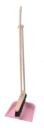 | HolzI Kehrgarnitur - kehrschaufel Set mit langem stiel - zimmerbesen - Schaufel und Besen Set - Besen draußen für bequemes Kehren ohne Bücken (Rosa) von Aqbau