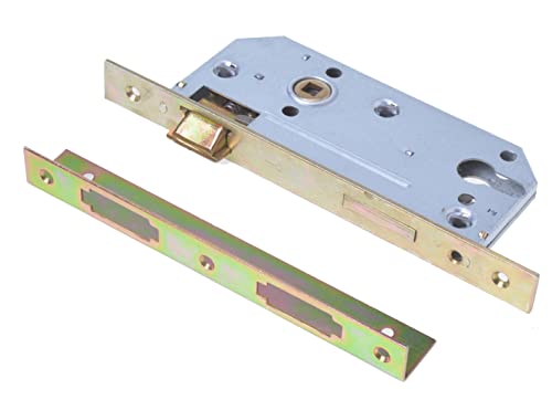 Aqbau® Türschloss für Profilzylinder 90 / 50mm DIN Links, Universal PZ Einsteckschloss Haustürschloss Zimmertürschloss Zimmertür Schloss Innentüren Metall Verzinkt von Aqbau