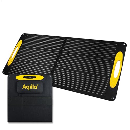 Aqiila 100W Solarpanel faltbar für tragbare Stromerzeuger, direktes Laden über USB, tragbares Solarmodul mit MPPT-Technologie, monokristallin, faltbares Solarpanel für Camping, Wohnmobil, Angeln etc. von Aqiila