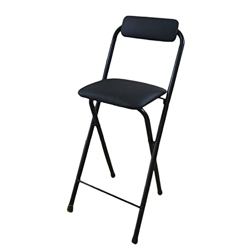 Aqkgtj 60 cm quadratischer, klappbarer Thekenhocker für Küche/Café, moderner, mit PU-Leder gepolsterter Thekenstuhl mit Rückenlehne, Klappstuhl für Erwachsene (Color : Black, Size : 60cm/24in) von Aqkgtj