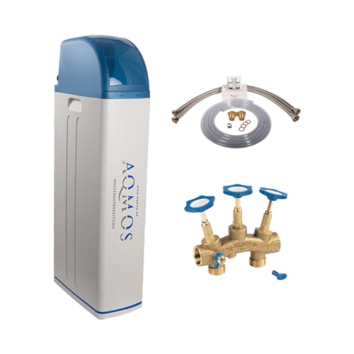 Aqmos R2D2-72 Wasserenthärthärtungsanlage mit Anschlussset 1" und Montageblock 1" | Wasserenthärter für Haushalte bis zu 7 Personen | Entkalkungsanlage, Antikalkanlage für weiches Wasser von AQMOS Wasseraufbereitung