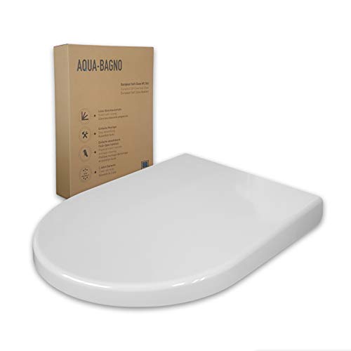 Aqua Bagno | Universeller Toilettendeckel & WC-Sitz mit Absenkautomatik, abnehmbarer Klodeckel D-Form überlappend von Aqua Bagno
