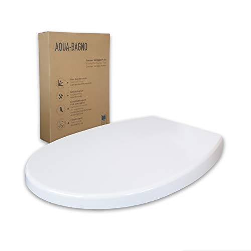 Aqua Bagno | Softclose WC-Sitz | O-Form oder D-Form | Hochwertiges Duroplast | Absenkautomatik | Abnehmbar | Klodeckel und Klobrille | Antibakteriell | Weiß (Smile) von Aqua Bagno