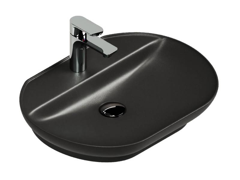 Aqua Bagno Aufsatzwaschbecken Waschschale Keramik oval matt schwarz Waschtisch von Aqua Bagno