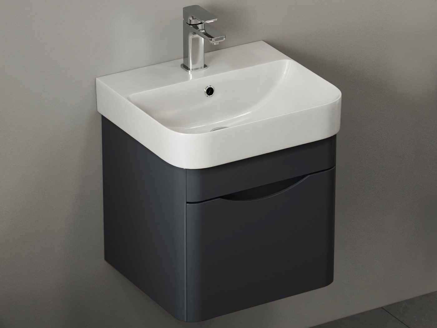 Aqua Bagno Badmöbel-Set Badmöbel Unterschrank mit Waschtisch anthrazit lackiert, (vormontiert, 2-St., Badmöbelschrank lackiert mit Keramikwaschbecken), einfache Montage, Badschrank von Aqua Bagno