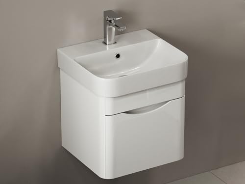 Aqua Bagno | Badmöbel Set Piccolo 2.0, Waschtisch mit Unterschrank, Badezimmerschrank, Keramik, Badschrank | Weiß | 48cm von Aqua Bagno