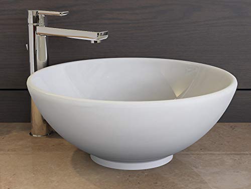 Aqua Bagno | Rundes Waschbecken, Design Aufsatzwaschbecken, Waschschale, Keramikwaschbecken, Handwaschbecken | 40 cm von Aqua Bagno