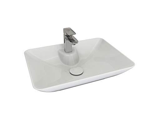 Aqua Bagno | Design Waschbecken freistehend, Aufsatzwaschbecken, Keramikwaschbecken, Waschtisch ohne Überlauf | 53 cm von Aqua Bagno