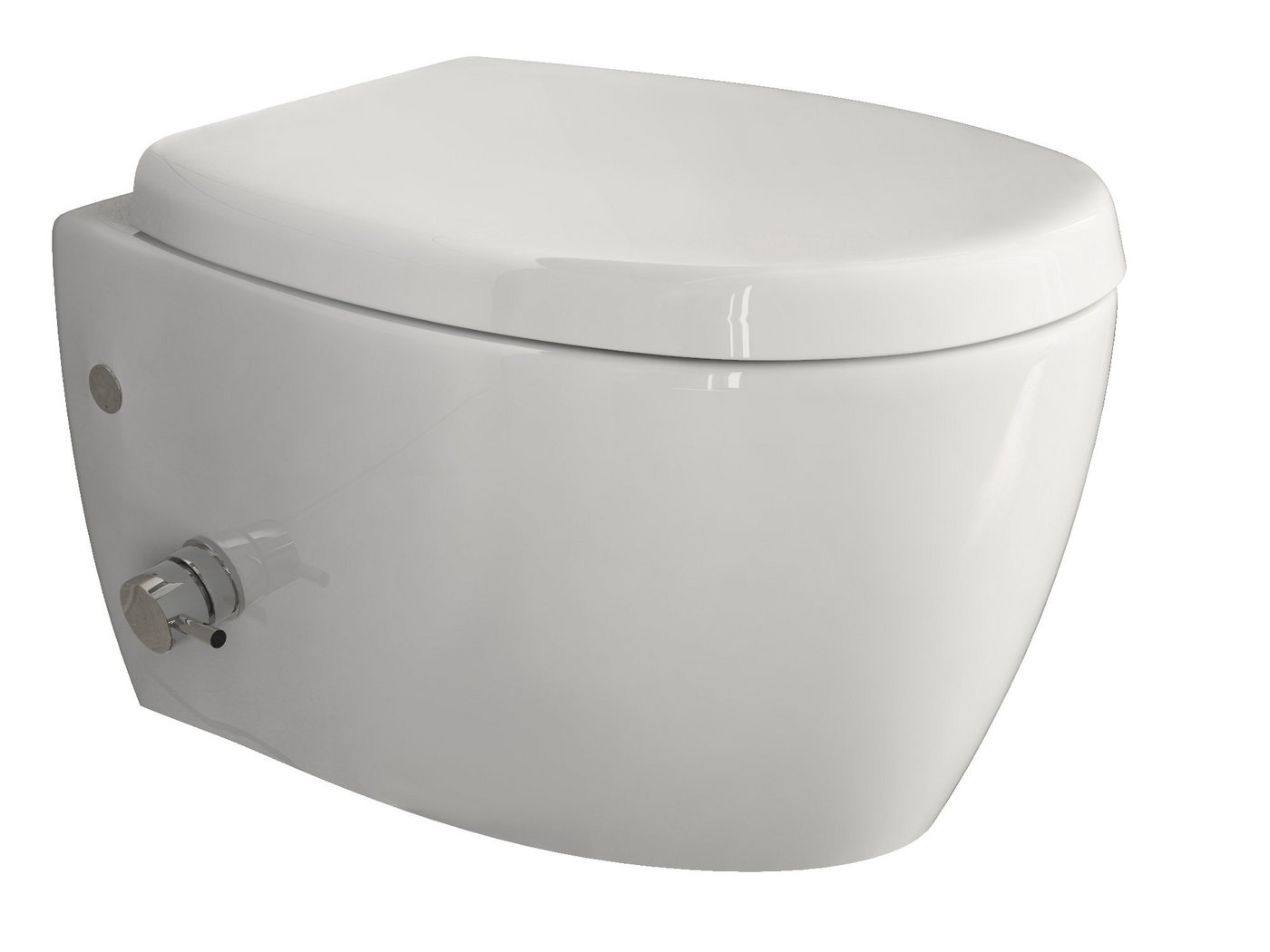 Aqua Bagno Dusch-WC mit Softclose WC-Sitz Tiefspül-WC spülrandloses WC Taharet, wandhängend, Abgang waagerecht Aqua Bagno Dusch-WC mit Softclose WC-Sitz Tiefspül-WC spülrandloses WC Taharet, wandhängend, Abgang waagerecht von Aqua Bagno