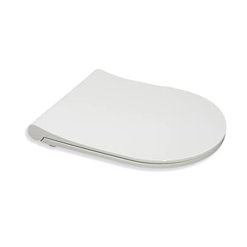 Aqua Bagno | Flacher Toilettendeckel & WC-Sitz mit Absenkautomatik, abnehmbarer Klodeckel D-Form, Universeller WC-Sitz von Aqua Bagno