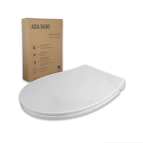 Aqua Bagno | Flacher Toilettendeckel & WC-Sitz mit Absenkautomatik, abnehmbarer Klodeckel O-Form, Universeller WC-Sitz von Aqua Bagno