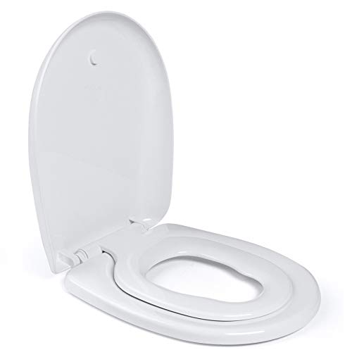 Aqua Bagno | Familien WC-Sitz mit Absenkautomatik, Toilettendeckel für Kinder, abnehmbarer Kindersitz O-Form, Universal von Aqua Bagno