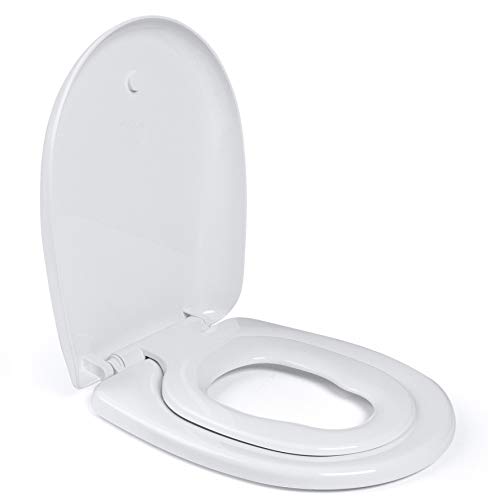 Aqua Bagno | Toilettensitz, WC-Sitz mit Absenkautomatik, D/O-Form 2.0, Abnehmbarer Toilettensitz, Weiß (Junior) von Aqua Bagno