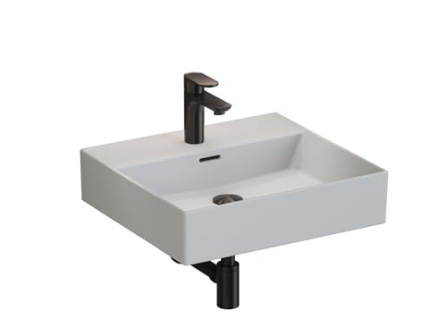 Aqua Bagno | Keramik Waschbecken weiß, eckiger Waschtisch für Gäste-WC, Waschbeckenaufsatz Loft Air Design | 50 x 47 cm von Aqua Bagno