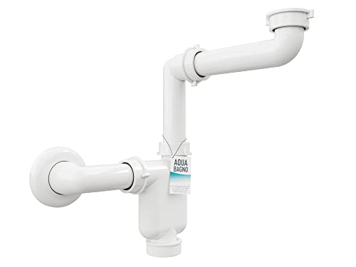 Aqua Bagno Raumsparsiphon Waschtisch - Möbelsiphon - Siphon platzsparend - Siphon flach - Bad - flexibel einstellbar - G 1 1/4 Zoll - DN32 von Aqua Bagno