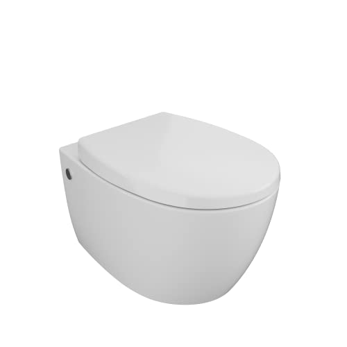 Aqua Bagno | Spülrandloses Hänge-WC mit Softclose Sitz aus Duroplast, weiße Keramik Toilette, Tiefspüler | 51 cm lang von Aqua Bagno