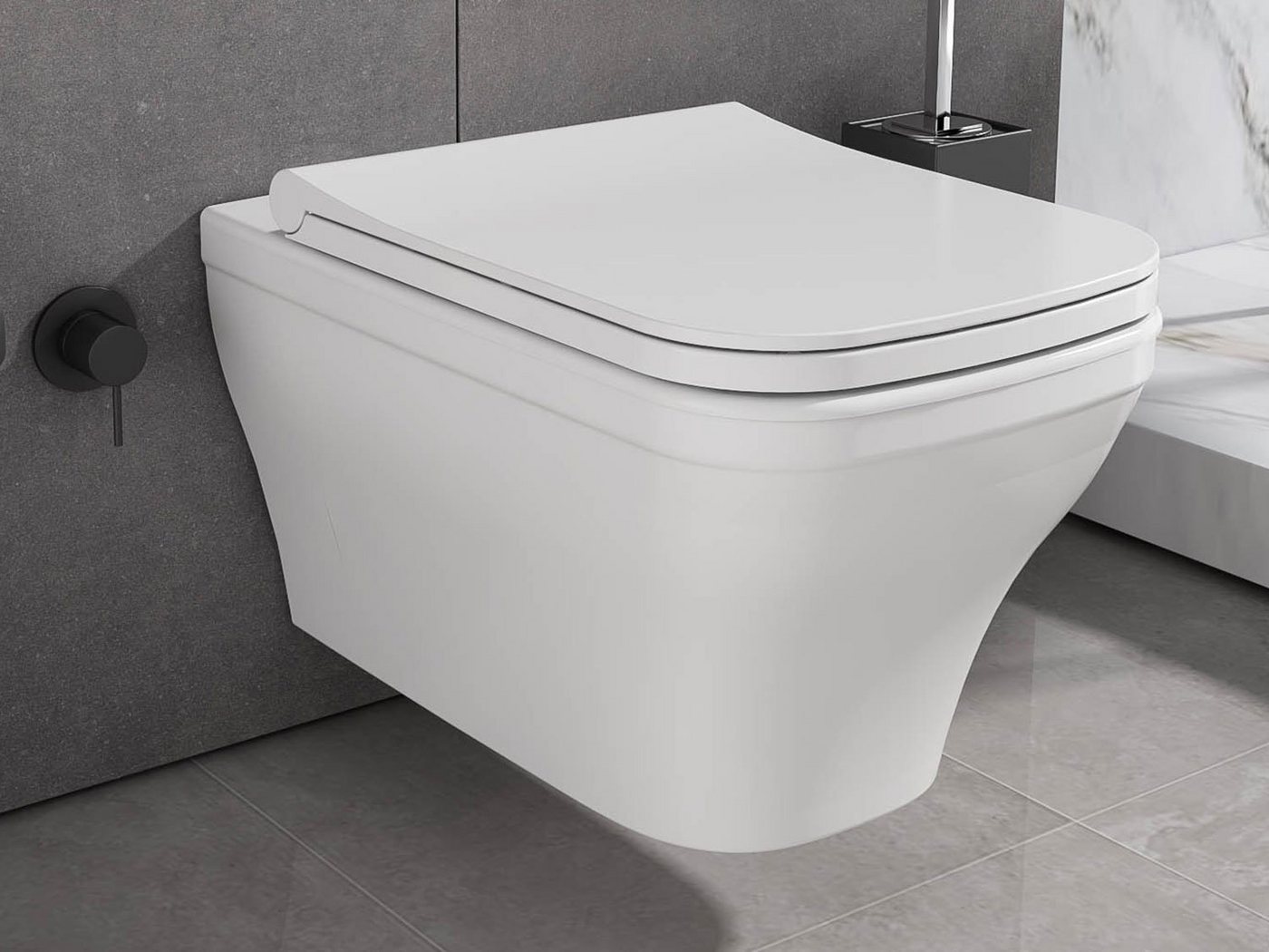 Aqua Bagno Tiefspül-WC Aqua Bagno spülrandloses Taharet-WC inkl. Taharat Shattaf WC-Sitz mit von Aqua Bagno